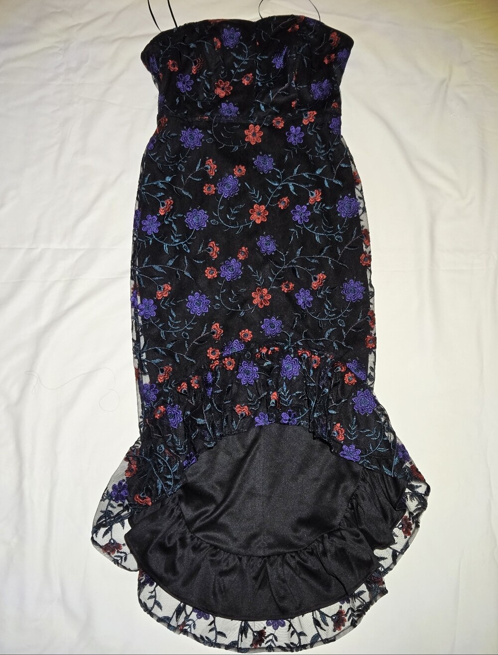 NWT Sam Edelman Black Dress with Red and Purple Floral Embroidery - Size 0